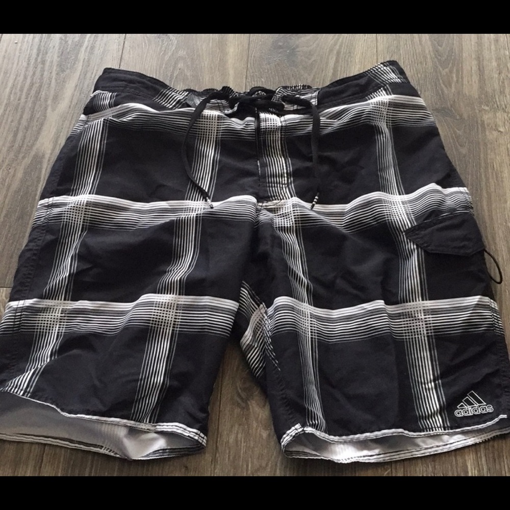 Men’s adidas black white 36 swim trunks shorts G
